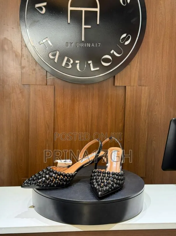 Black Beaded Pointed-Toe Slingback Heel · Photo 1