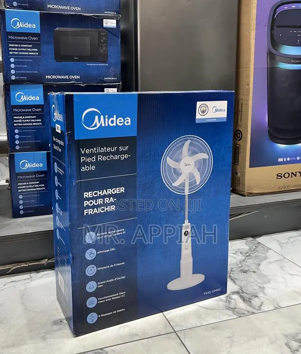 Free Standing Midea Rechargeable Fan(18 Inch). · Photo 1