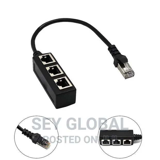 RJ45 1 to 3 Ports Splitter Socket Ethernet Network LAN Cable · Photo 1