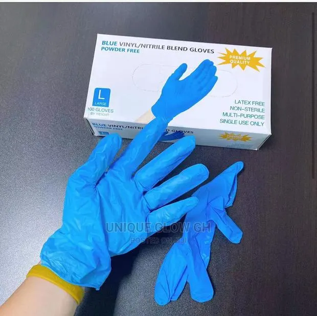 Blue Vinyl Nitrile Blend Powder Free Gloves · Photo 1