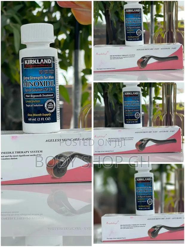 Beard Growth Starter Pack/ Kirkland Minoxidil + Derma Roller · Photo 1