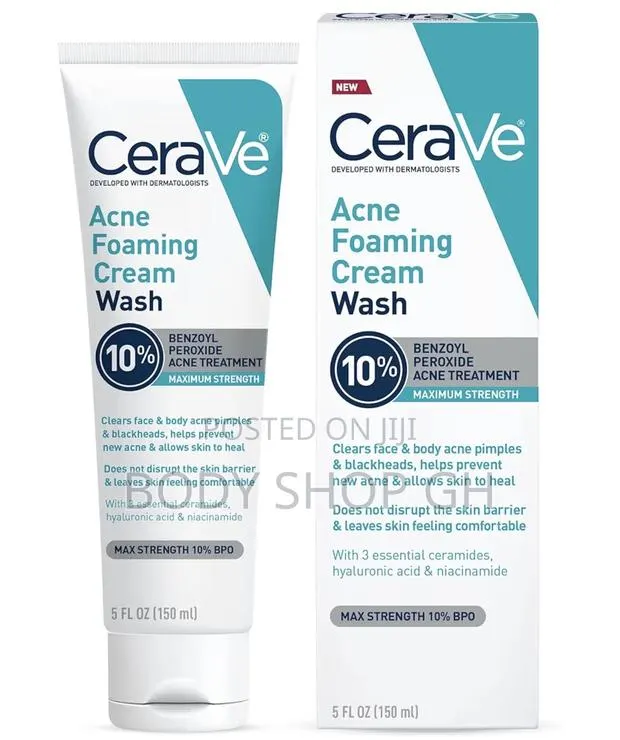 Cerave Benzoyl Peroxide 10% + Hyaluronic Acid Acne Foaming Cream Wash · Photo 1
