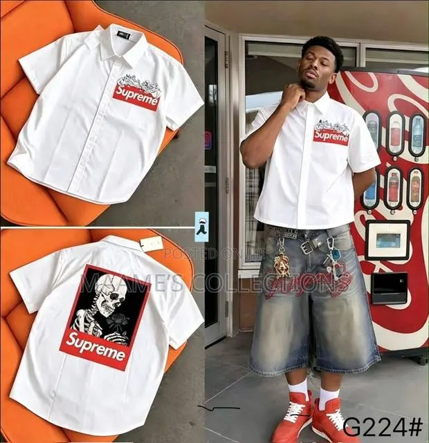 Men’s Graphic Short Sleeve Button-Up Shirt · Photo 1