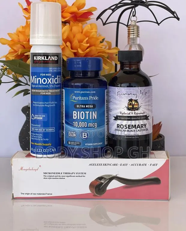 Rosemary Oil + Kirkland Minoxidil Foam + Biotin + Derma Roll · Photo 1
