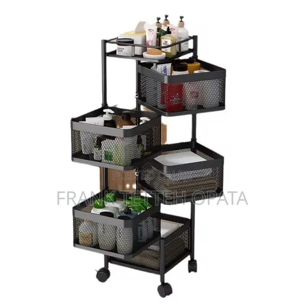 Fruit Basket for Kitchen, 5 Tier Circular Rotating Basket