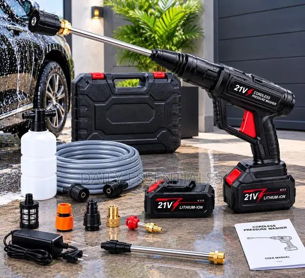 21V Cordless Pressure Washer With 2 Batteries and Accessories
