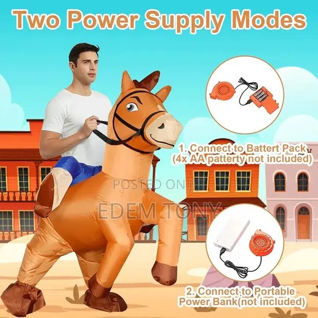 Inflatable Ride on Horse Costumes Cowboy Air Blow for Men/Women · Photo 3