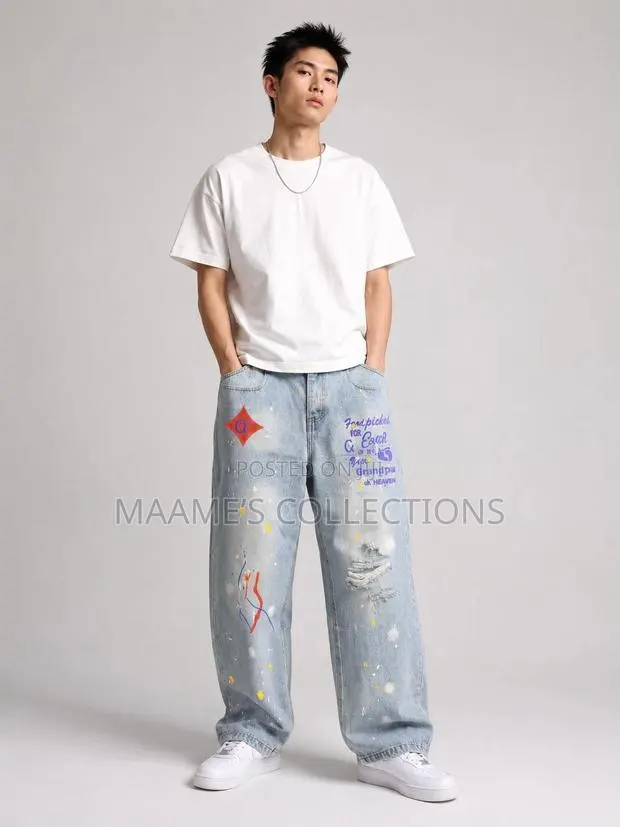 Piaoji New Style Loose Straight-Leg Baggy Jeans for Men. · Photo 1