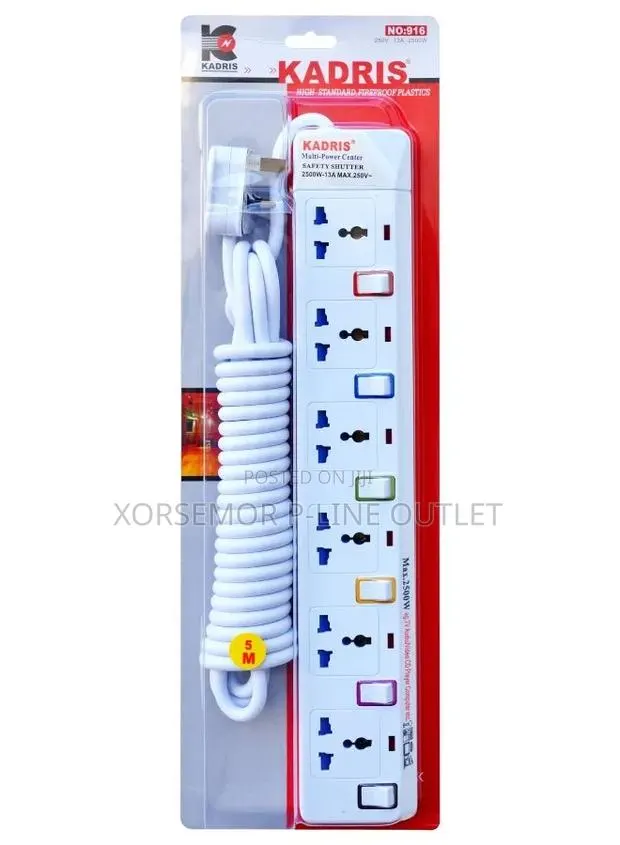 6 Switch Plugs 5m Cable Extension Cord · Photo 1