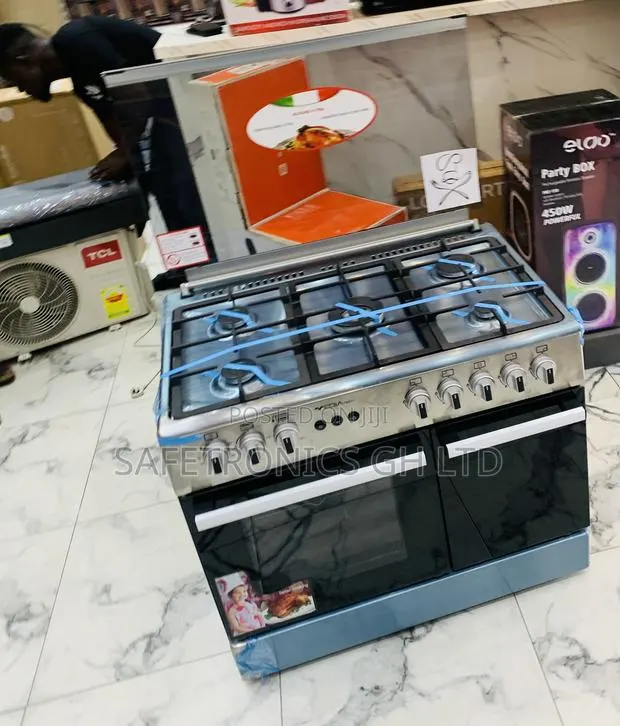 Available Grey Midea 90×60 5-Burner Gas Cooker W/ Grill · Photo 1