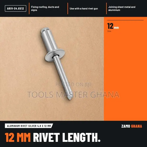 Aluminium Rivet Silver 4.8 X 12 Mm - ARIV-S4.8X12 · Photo 1