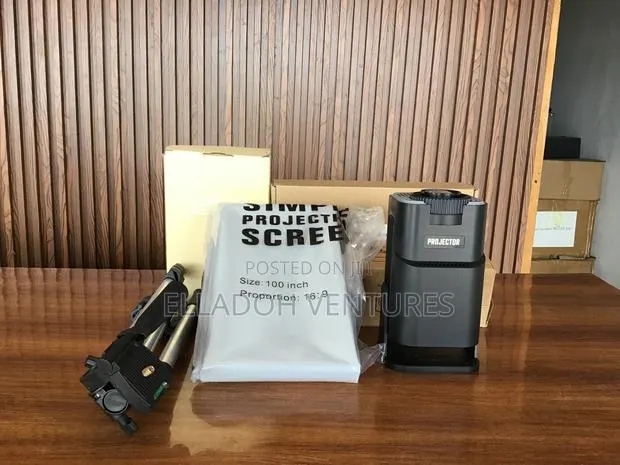 HY320 Mini Projector TV Box + Projector Screen + Stand · Photo 1