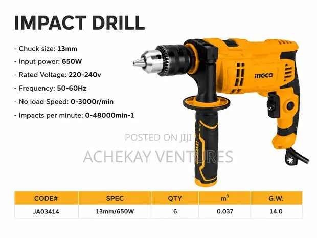 Ingco 13mm 650w Impact Drill – Heavy Duty Drill · Photo 1