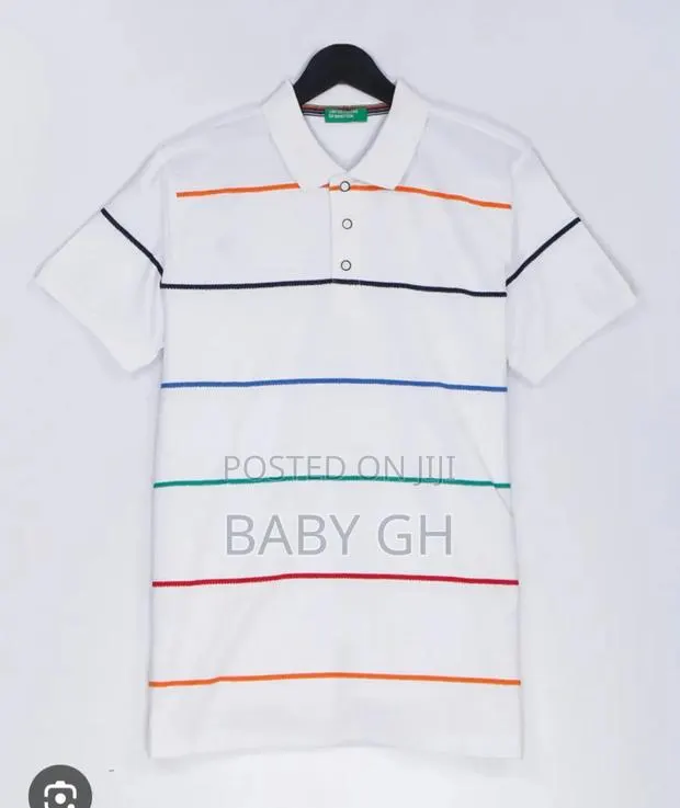 M S Cotton White Stripped Tshirt · Photo 1
