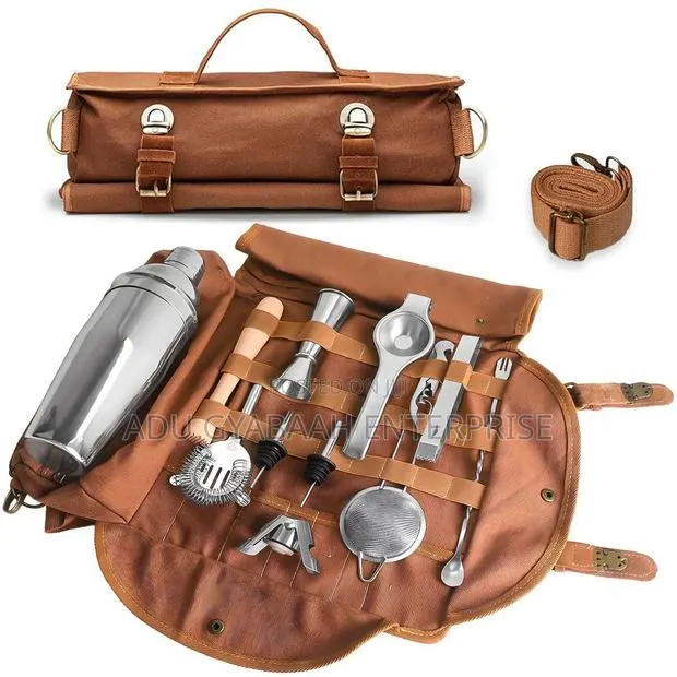 Premium Leather Portable Cocktail Kit Bag · Photo 1