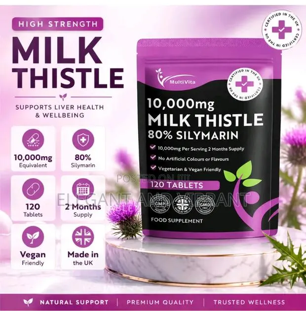 Milk Thistle 10,000mg - 120 Tablets High , 80% Silymarin 2 Months · Photo 1