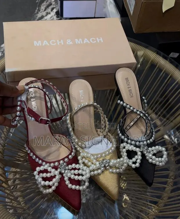 Mach and Mach Pearl Bow Satin Heel · Photo 1