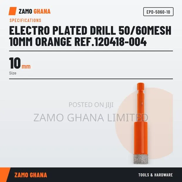 Electro Plated Drill 50/60Mesh 10Mm Orange Ref.120418-00 - EPD-5060-10 · Photo 1