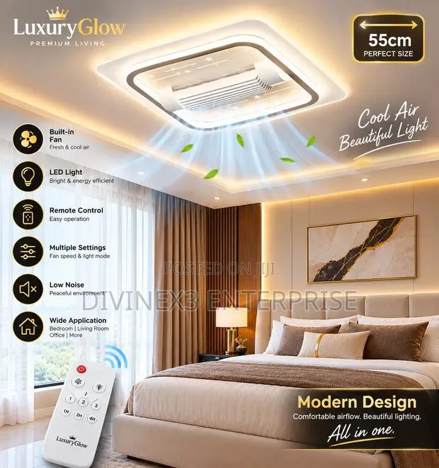 Modernized 55cm Ceiling Fan Light With Remote · Photo 1