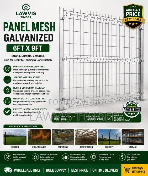 Galvanized Panel Mesh 6ft × 9ft | Heavy Duty Security Fence Panel · Photo 1
