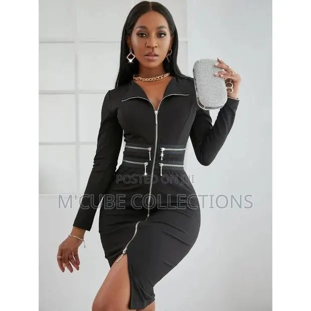 Black Zipper Detail Bodycon Dress · Photo 1