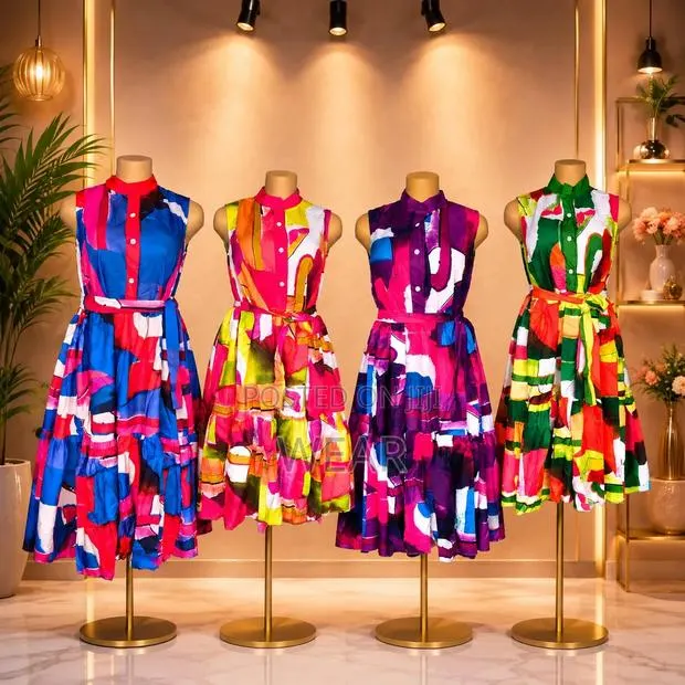 Quality Print Sleeveless Shirt Dresses With Belt · Photo 1