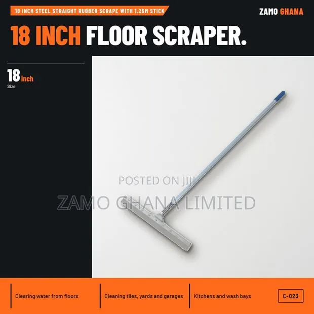 18 Inch Steel Straight Rubber Scrape With 1.25M Stick - C-023 · Photo 1