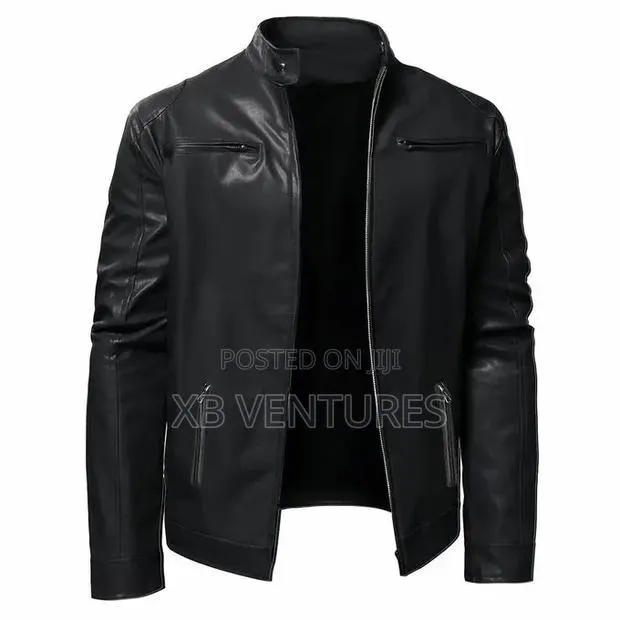 Men's Business Cardigan Leather Jacket · Photo 1