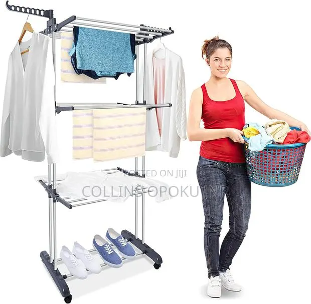 Multi-Functional 3-Tier Foldable Drying Rack - Black · Photo 1