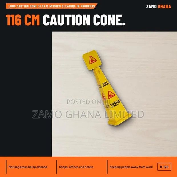 Long Caution Cone 31.5X31.5X116Cm Cleaning in Progress - B-129 · Photo 1
