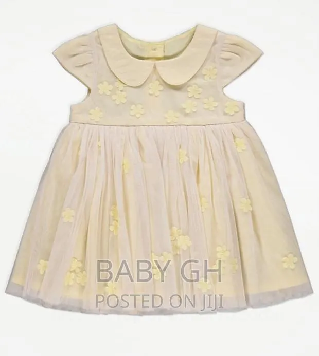 Yellow Floral Lace Gathered Sleeve Dress · Photo 1