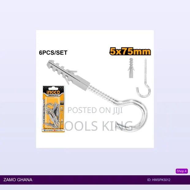 Screw Plug Sets With Hook Screw 5x75mm - Hwspk5012 · Photo 1