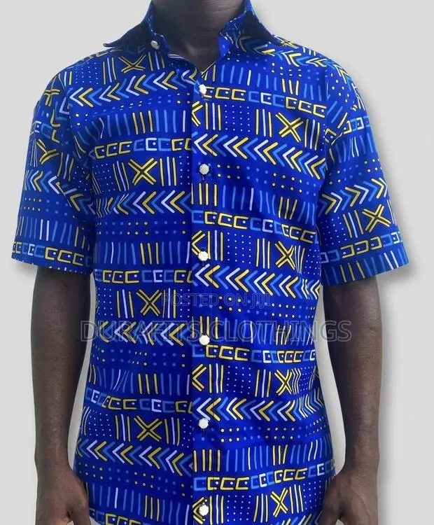 African Print Shirt in Cobalt Blue · Photo 1