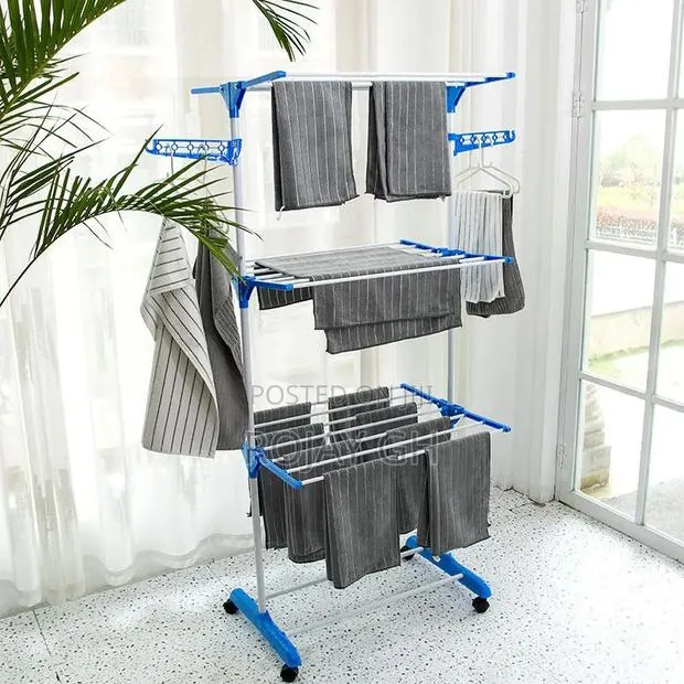 3-Tier Foldable Laundary Drying Rack - Blue · Photo 1