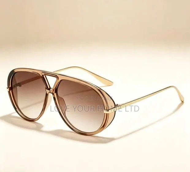Fashion Aviator Sunglasses – Brown Gradient Lens Gold Frame · Photo 2