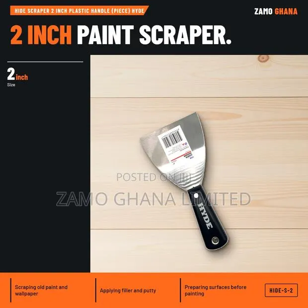 Hide Scraper 2 Inch Plastic Handle (Piece) Hyde - HIDE-S-2 · Photo 1