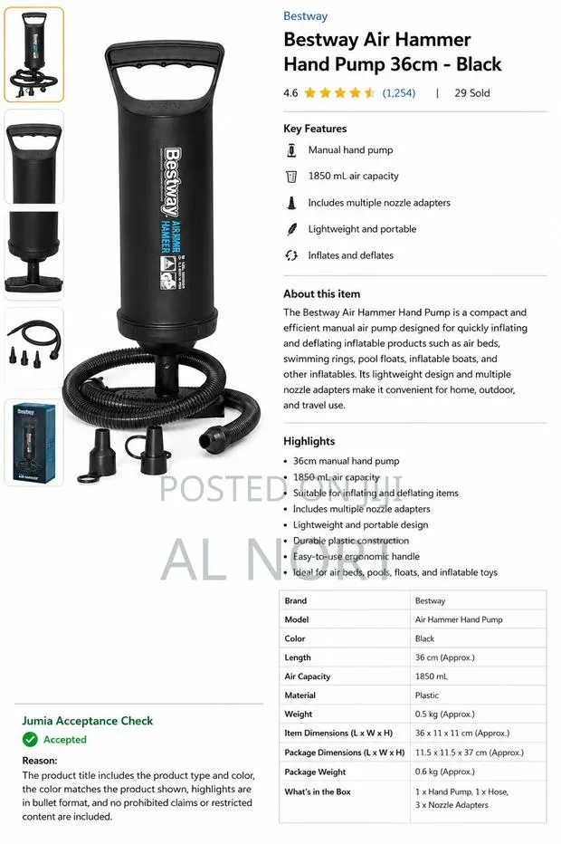 Bestway Air Hammer Hand Pump 36cm · Photo 1