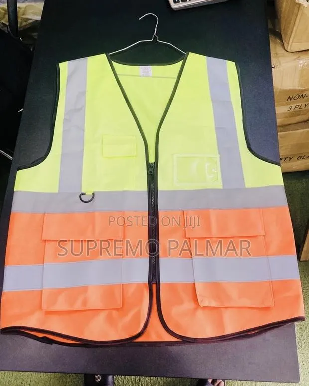 Hi-Vis Reflective Vest- Yellow & Orange Workwear With Multiple Pockets · Photo 1