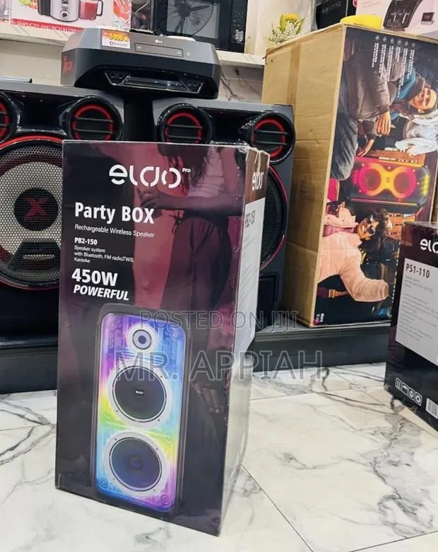 Rechargeable Eldo Pb2-150 Double 8" Party Box Speaker(450watt) Black. · Photo 1