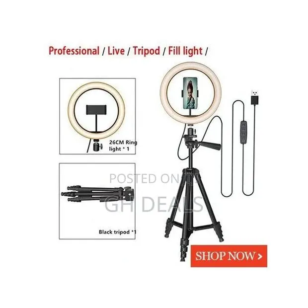 10'' Ring LED Light With Phone Tripod Stand for Youtube · Photo 1