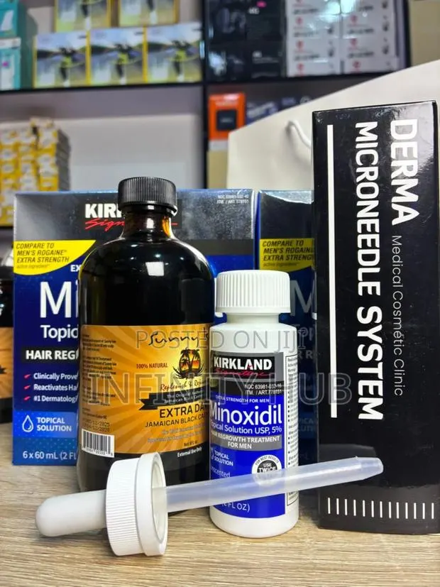 Kirkland Minoxidil ,Castar Oil Large and Derma Stamp · Photo 1