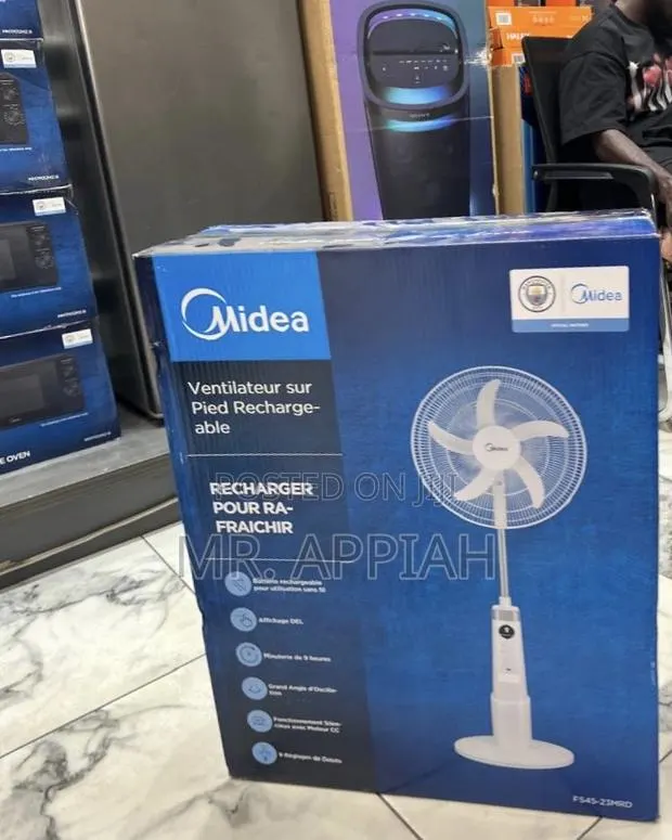 Well Design Midea 30watt Rechargeable Standing Fan(18”) · Photo 1