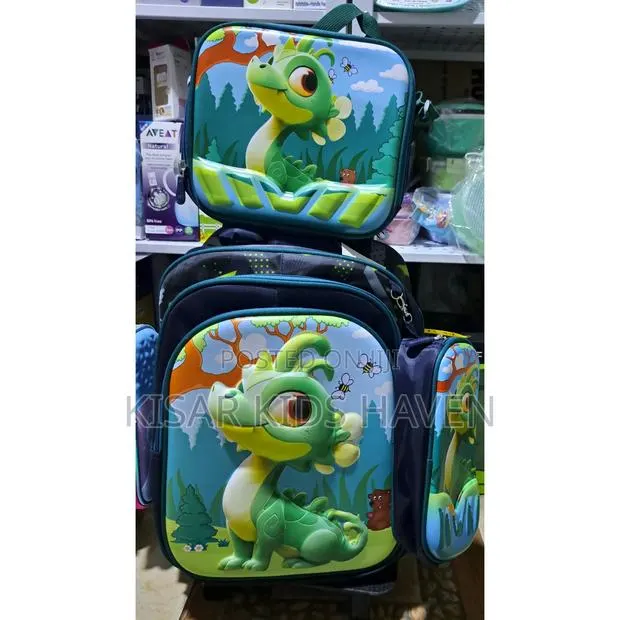 Dinosaur Trolley Bag With Lunch Bag and Pencil Case · Photo 1