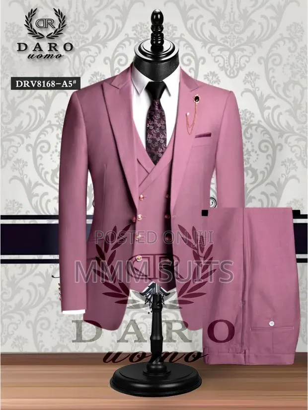 Quality 3-Piece Turkish Men Suit With Gold Buttons in Peach Colour · Photo 1