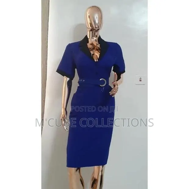 Royal Blue Belted Collar Dress · Photo 1