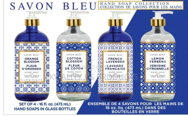 Savon Bleu Hand Soap Collection In Glass Bottles - 4 Pack · Photo 1