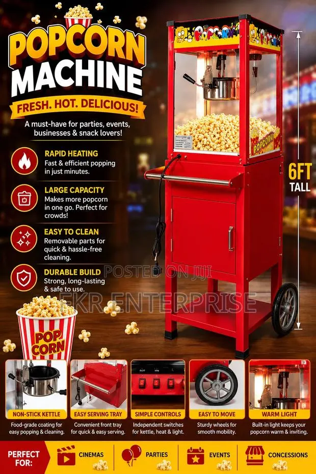Commercial Popcorn Machine for Sale – Brand New" · Photo 1