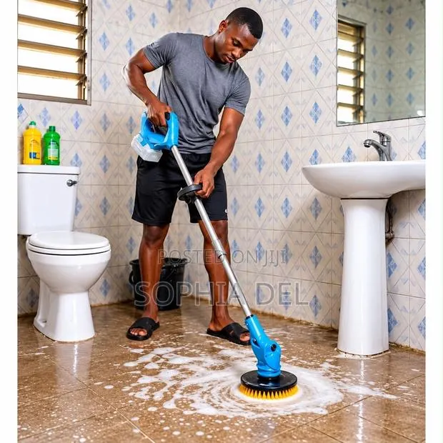 Cordless Electric Spin Cleaning Brush Long Handle · Photo 1