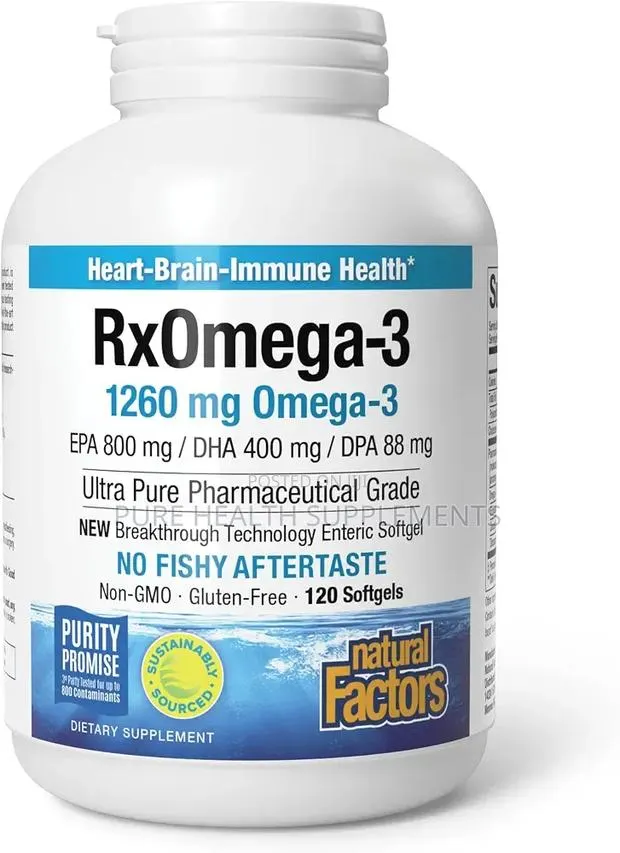 Rx Omega-3, 1260 Mg, Brain Heart Eye Nerve Joint Health 120 Softgels · Photo 1
