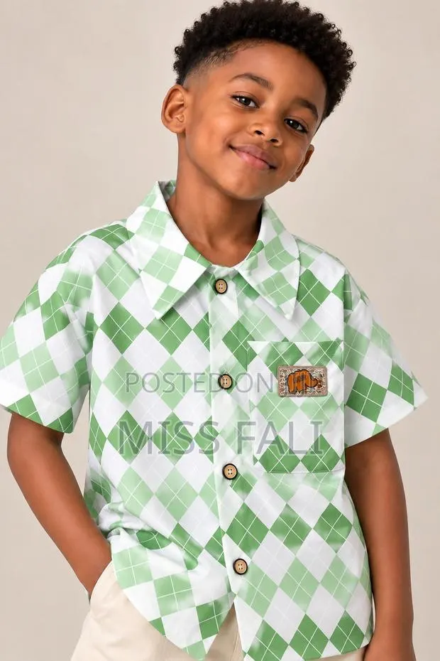 Mint Argyle Shirt. 9-10Years · Photo 1